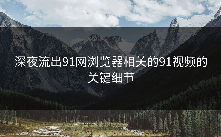 深夜流出91网浏览器相关的91视频的关键细节